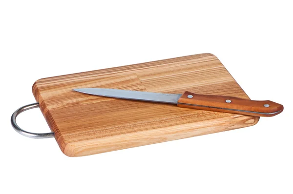 Dřevěná deska s kuchyňským nožem. — Stock fotografie