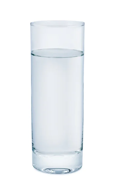 Bicchiere alto con acqua su sfondo bianco . — Foto Stock