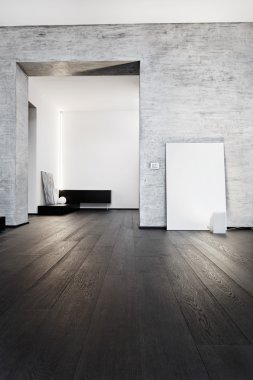 Modern minimalism style corridor interior in black and white tones clipart