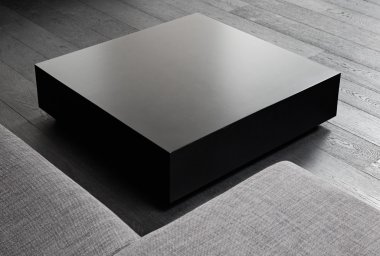 Black square coffee-table, modern interior detail clipart