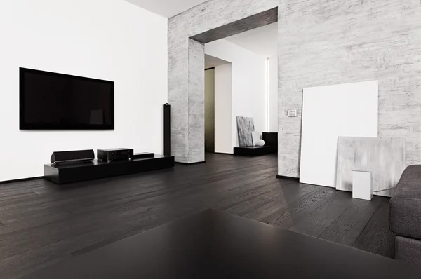 Moderno estilo minimalismo sala de estar interior — Fotografia de Stock