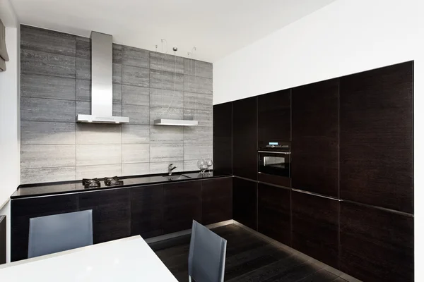 黑白色调的现代简约风格厨房室内 — 图库照片