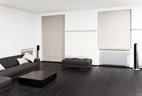 Parte del interior moderno de la sala de estar en tonos blanco y negro — Foto de Stock