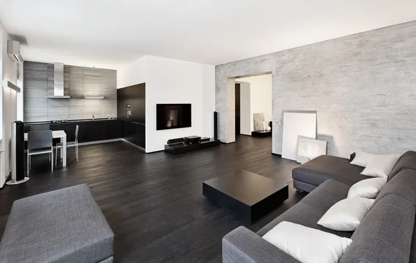 Moderno stile minimalismo salotto interno Immagini Stock Royalty Free