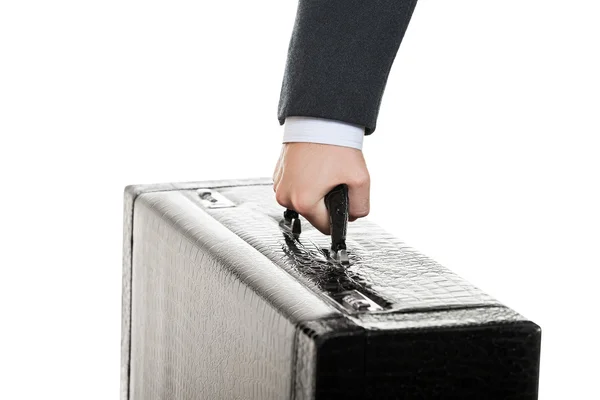 Hand holding suitcase — Stock Photo, Image