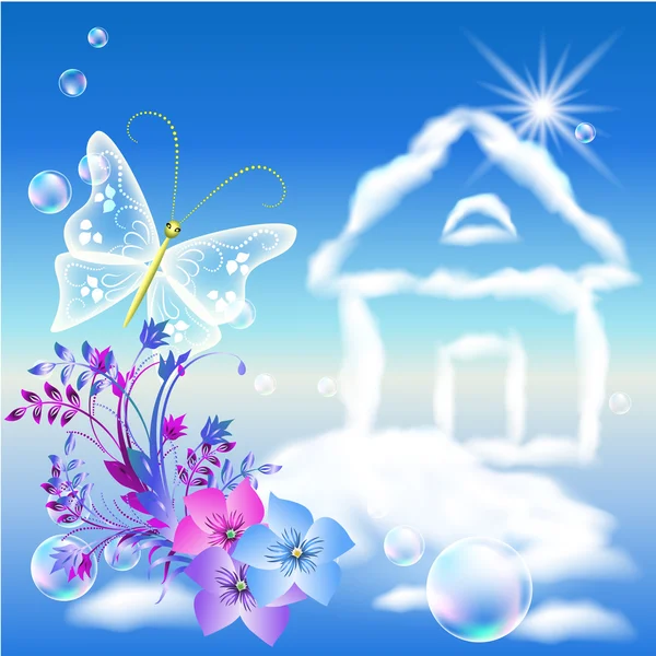 stock vector Cloud house in the sky