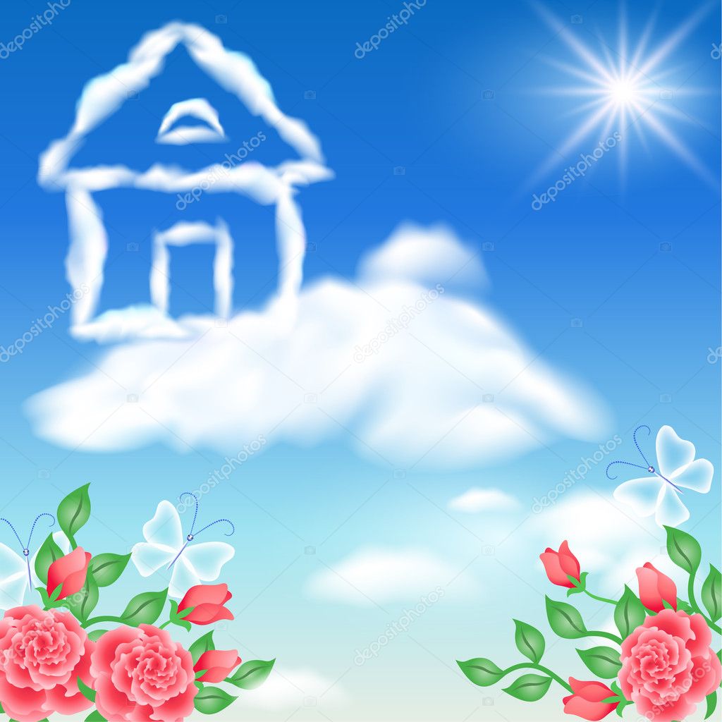 Cloud house in the sky