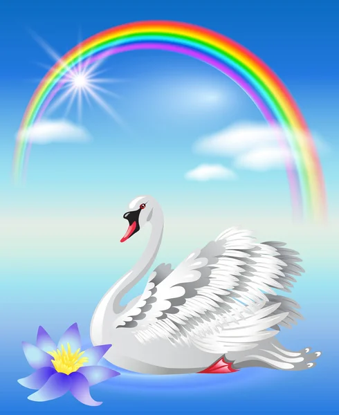 天鹅和彩虹 — 图库矢量图片
