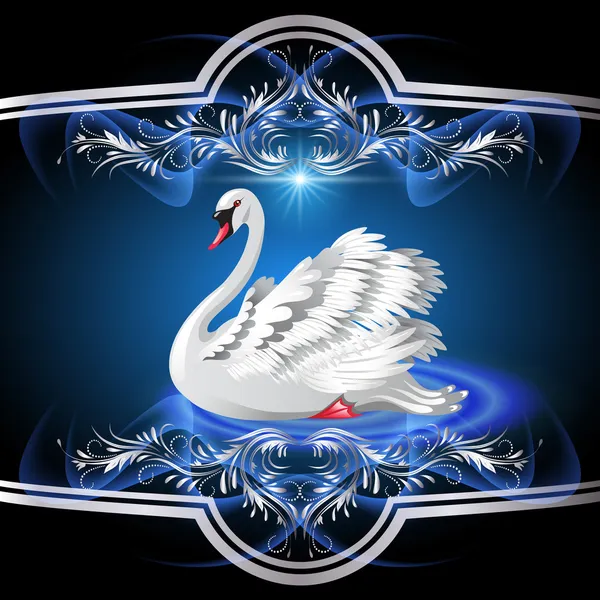 Elegant white swan — Stock Vector