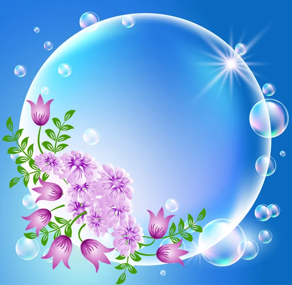 Bubblor med blommor — Stock vektor