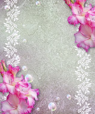 Grunge background with gladiolus clipart