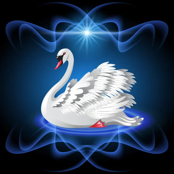 エレガントな白い白鳥 — ストックベクタ