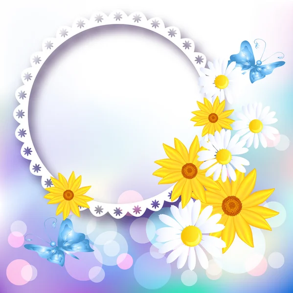 Flowers and photo frame — Stock Vector