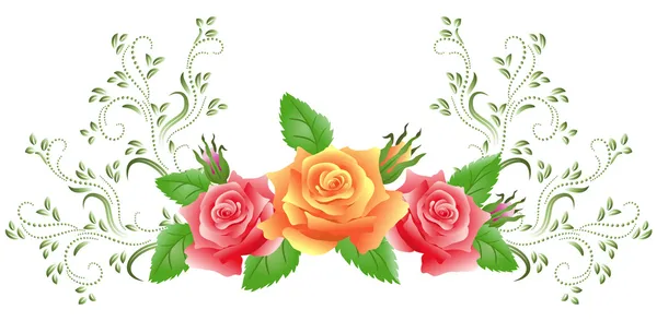 Рожеві та жовті троянди — стоковий вектор