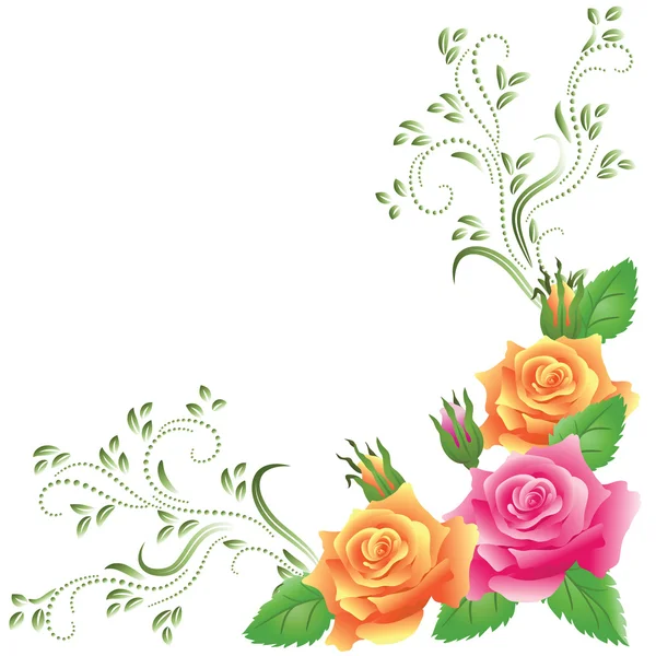 Розовые и желтые розы — стоковый вектор