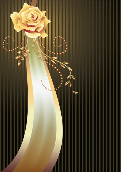 stock vector Elegant ribbon and golden rose