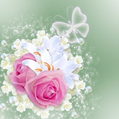 Roses and lilies clipart