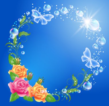 Roses and butterflies clipart