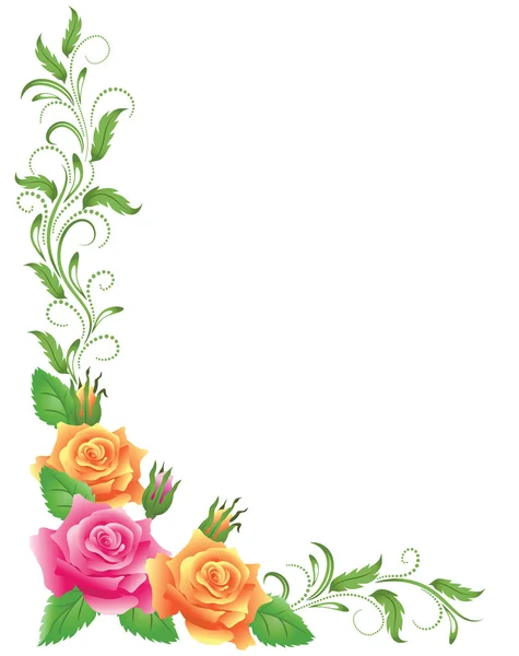 粉红色和黄色的玫瑰 — 图库矢量图片