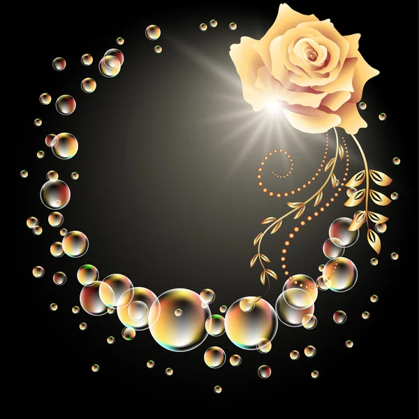 Роза, зірка і бульбашки — стоковий вектор