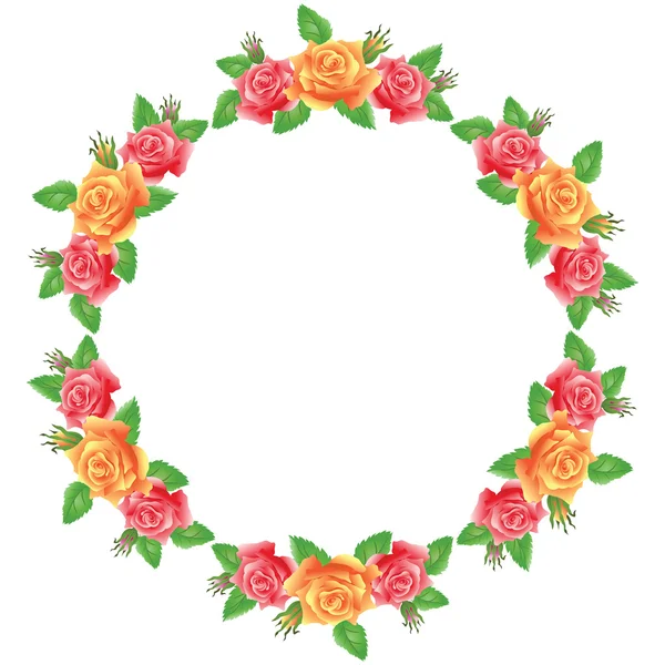 Flores marco redondo — Archivo Imágenes Vectoriales