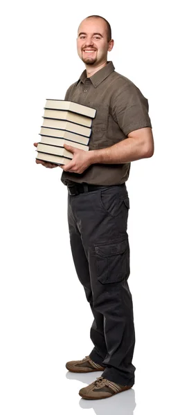 Homem segurar livros — Fotografia de Stock