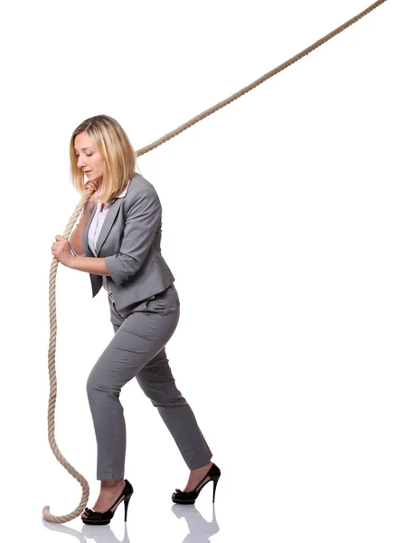 Woman with rope — Stock Photo, Image