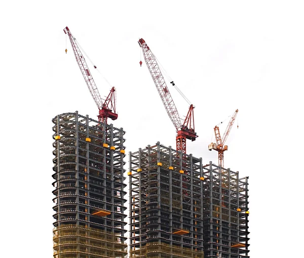 stock image Three Modern Highrise Constructions with Cranes