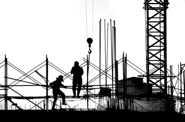 Silhouette of Construction Site — Stock Photo, Image