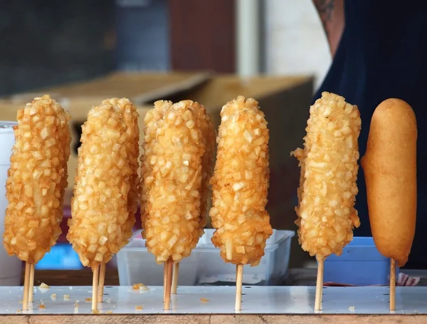 Corn Dogs on Sticks — Stok Foto