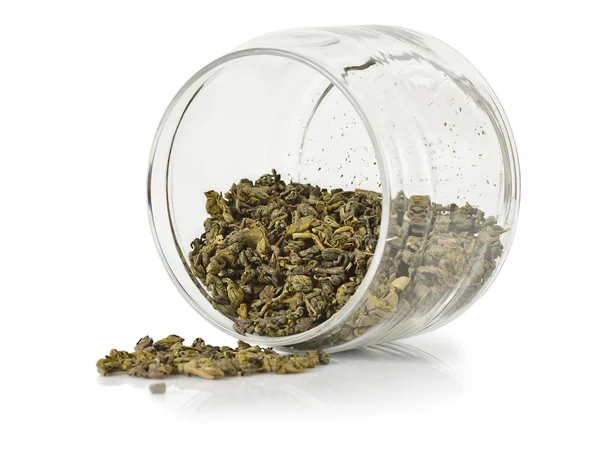 Green tea in pot — Stock Photo, Image