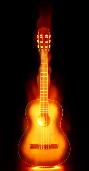 Φλεγόμενα κιθάρα στην πυρκαγιά — Φωτογραφία Αρχείου