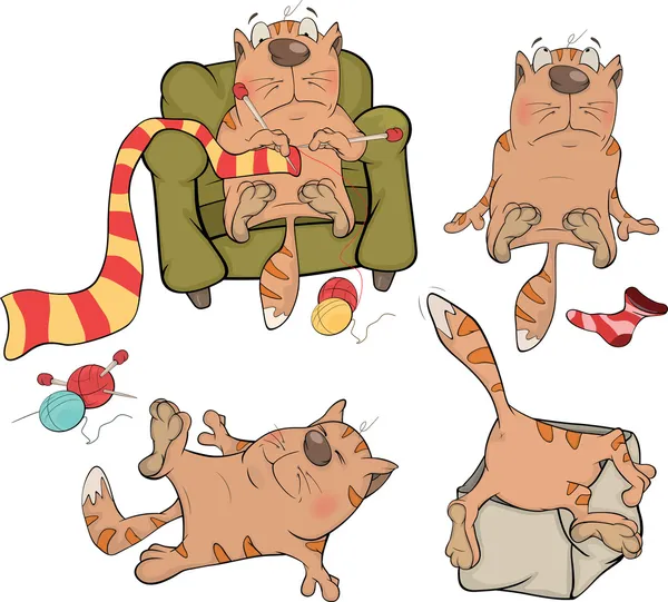 La compañía de los gatos alegres de dibujos animados — Vector de stock