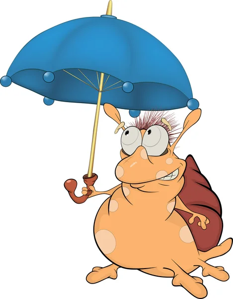 Escargot et parapluie. Le monstre. Caricature — Image vectorielle