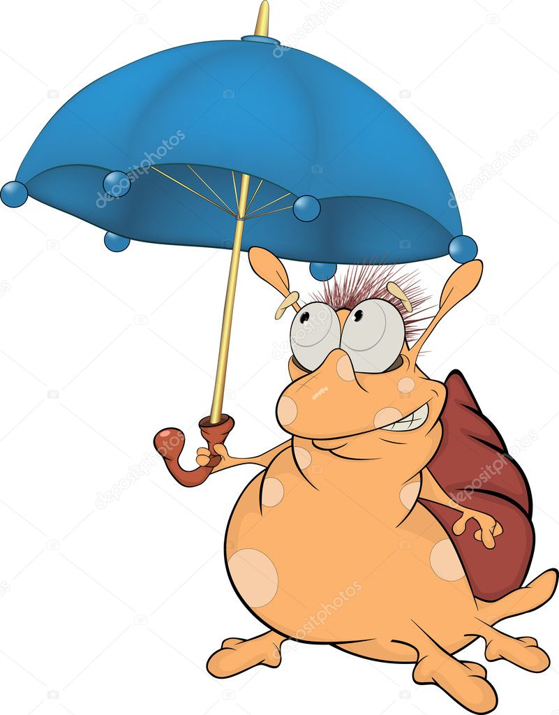 Snail and an umbrella. The monster. Cartoon