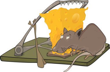 Rat cheese and a mousetrap clipart