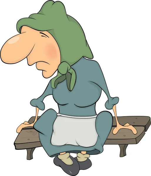 La nonna su una panchina cartone animato — Vettoriale Stock
