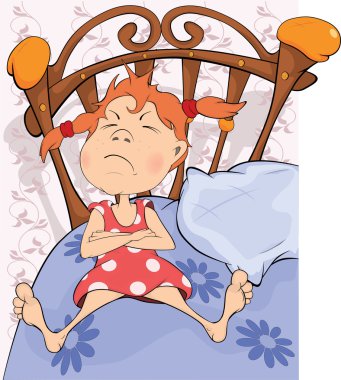 The girl on a bed clipart