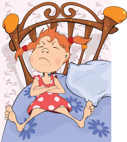 Дівчина на ліжку — стоковий вектор
