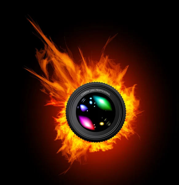 Kamera merceği burning — Stok Vektör