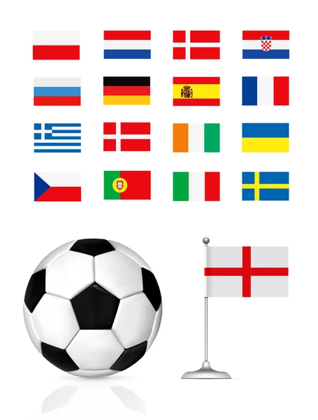 Futebol bola e bandeira —  Vetores de Stock