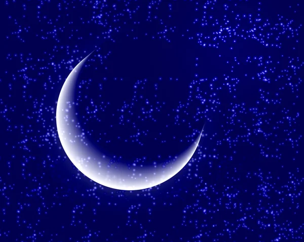 スペースの背景に明るい星、月 — ストックベクタ
