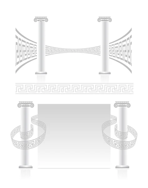 Ionische kolom met Griekse belangrijke patroon — Stockvector