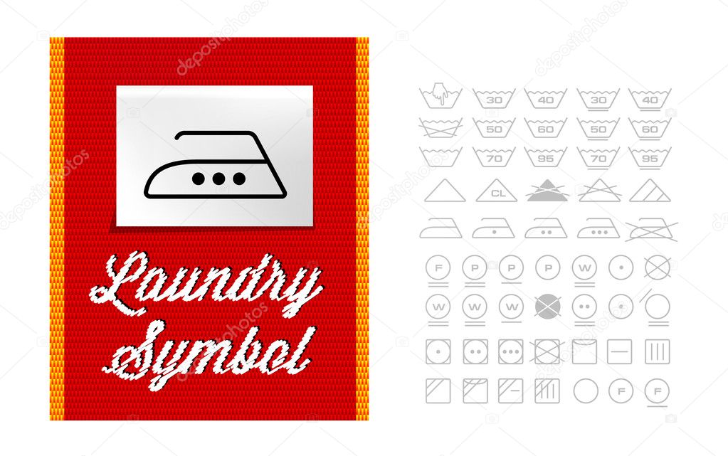 Washing symbols on clothing label