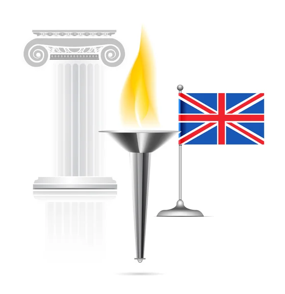 Bandera de Inglaterra con antorcha — Vector de stock