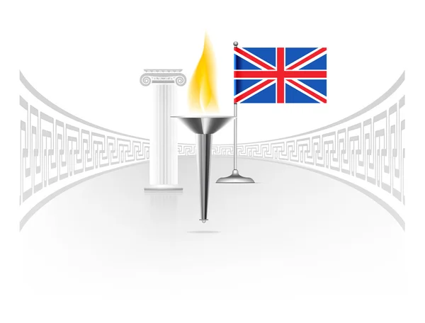 England Flagge mit Fackel — Stockvektor
