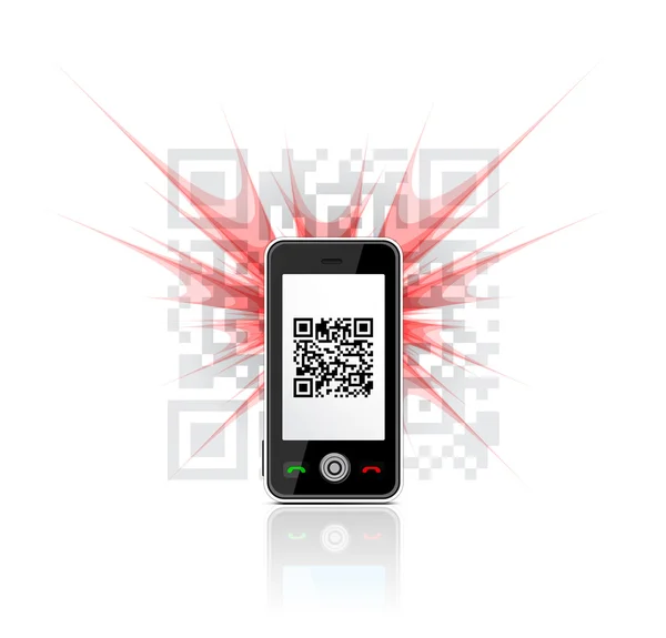 Phone scanned QR code — Stock Vector