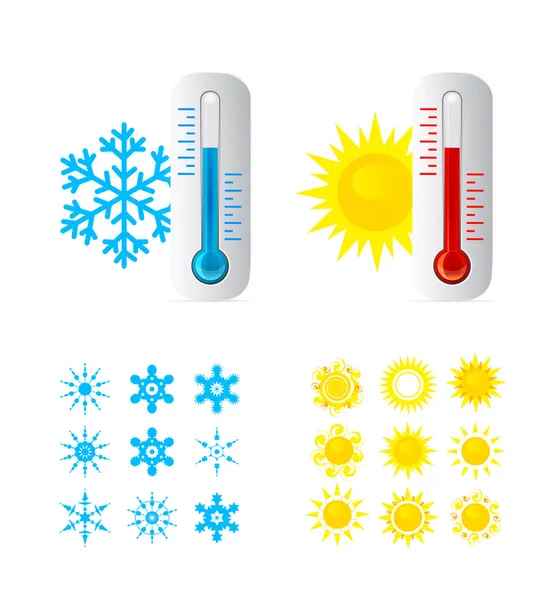 Ζεστό και κρύο θερμοκρασία θερμόμετρο — Διανυσματικό Αρχείο