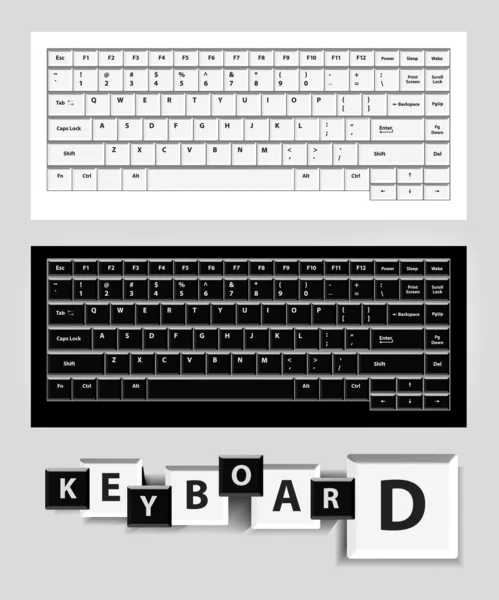 Біло-чорні комп'ютерні клавіші . — стоковий вектор