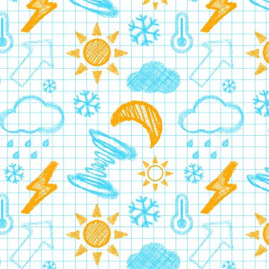 Weather hand drawn seamless pattern. clipart